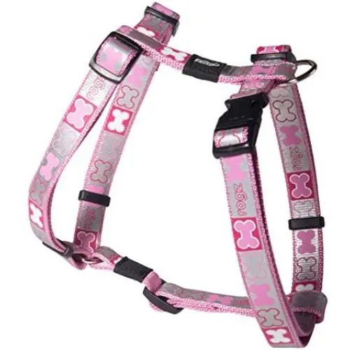 Rogz Pupz Reflecto H-Harness, Medium, Pink Bone Rogz Pupz Reflecto H-Harness, Medium, Pink Bone