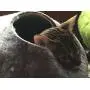 Kivikis Cat Bed, House, Cave, Nap Cocoon, Igloo, 100% Handmade from Sheep Wool Size: Large, L for 6-8 kg (12-16 pounds) cat. (Dark Gray) Kivikis Cat Bed, House, Cave, Nap Cocoon, Igloo, 100% Handmade from Sheep Wool Size: Large, L for 6-8 kg (12-16 pounds) cat. (Dark Gray)
