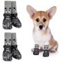 4 Pack Little Small Dogs Cats Dog Socks Non Slip Skid Grippers Traction Control Pads, for Floors Indoor Wear Pet Paw Grips Double Rugged Protection Adhesive Anti Slip Knit Socks Replacement Booties