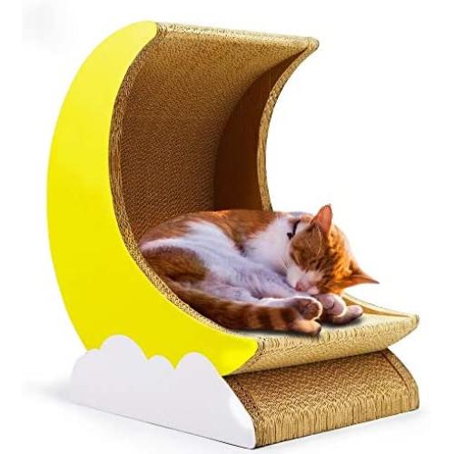 Cosmo’s Own Moon Cat Scratcher | Corrugated Cardboard | Moon Shape Bed