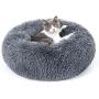 rabbitgoo Cat Bed for Indoor Cats, Fluffy Round Cat Bed for Small Dogs Kittens, Self Warming Calming Bed for Improved Sleep, Soft Plush Donut Cuddler Cushion Pet Bed, Non-Slip, Machine Washable, Gray
