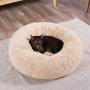 HACHIKITTY Calming Cat Bed Machine Washable, Cat beds Indoor Cats Medium, Flush Faux Fur Donut Cat Bed