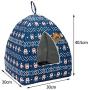 Hollypet Self-Warming 2 in 1 Foldable Comfortable Triangle Cat Bed Tent House, Blue Deer