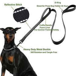 Eco-clean 6 FT Reflective Dog Leash with 2 Handles for Large Dogs