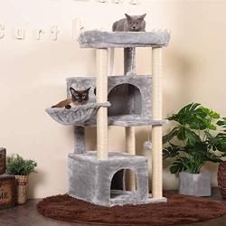 Hey-brother Multi-Level Cat Tree Condo Furniture with Sisal-Covered Scratching Posts, 2 Plush Condos, Plush Perches, for Kittens, Cats and Pets