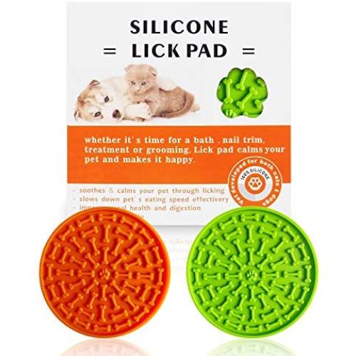 Silicone Dog Lick Mat in Slow Feeder Healthier Eating for Small Dogs Favorite Treats-2 Packs of Licking Pad