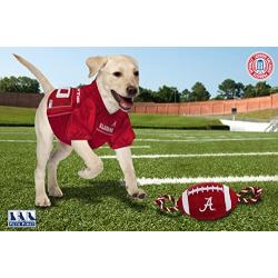 Pets First NCAA Alabama Crimson Tide Football Dog Toy, Tough Quality Nylon Materials, Strong Pull Ropes, Inner Squeaker, Collegiate Team Color