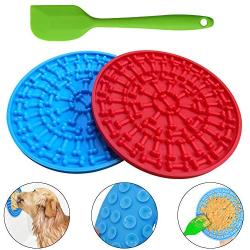 ORITA Dog Lick Pad 2PCS - Dog Washing Distraction Device with Silicone Spatula,Slow Eating Dog Mat Suctions to Wall for Pet Bathing, Grooming, and Dog Training