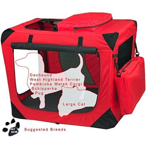 Pet Gear 3 Door Portable Soft Crate, Folds Compact for Travel in Seconds No Tools Required, Comes with Comfort Pad + Storage Bag, Steel Frame, Premium 600D Fabric, Indoor/Outdoor