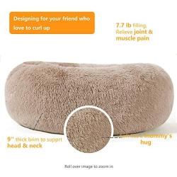 HACHIKITTY Dog Beds Calming Donut Bed, Puppy Dog Bed Large Dogs, Faux Fur Dog Bed Joint Relief