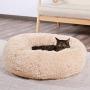 HACHIKITTY Calming Cat Bed Machine Washable, Cat beds Indoor Cats Medium, Flush Faux Fur Donut Cat Bed