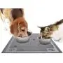 SHUNAI Pet Feeding Mat for Dogs and Cats Extra Large Flexible and Waterproof Pet Food and Water Bowl, Easy to Clean Dog Food Mat Floors with Non Slip Back …