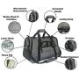 Airline Approved Pet Carrier, Tall Profile Soft Sided Luxury Travel Tote with Fleece Bedding, Premium Brand Auto Self Locking Zippers, Under Seat Compatibility, Perfect for Cats and Small Dogs