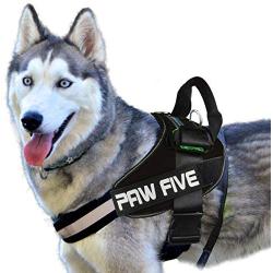 Paw Five CORE-1 Dog Harness, Reflective No-Pull with Built-in Waste Bag Dispenser, Fully Adjustable with Padded Control Handle for Medium and Large Dogs,