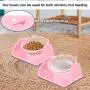 SWEETPET Raised Cat Bowl, Cat Food Water Bowl 15 Degrees Tilted Adjustable Anti-Overturn Pet Feeder Dishes for Small Cat and Dogs SWEETPET Raised Cat Bowl, Cat Food Water Bowl 15 Degrees Tilted Adjustable Anti-Overturn Pet Feeder Dishes for Small Cat and Dogs