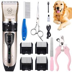 GAMURRY Dog Clippers, Pet Shaver Clippers, Low Noise Cordless Dog Grooming Kit, Electric Pet Hair Trimmers for Dogs Cats and Other, Washable, Quiet, USB Rechargeable, 5 Gear fine Adjustment.