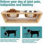 Wantryapet Elevated Dog Cat Dog Feeder with 2 Stainless Steel Bowls, Bamboo Raised Stand Pet Feeder Perfect for Small Dogs & Cats