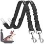 SlowTon Dog Seat Belt, 2 Pack Adjustable Pet Car Seatbelt Elastic Bungee Buffer Heavy Duty Reflective Nylon Safety Belt Connect to Dog Harness in Vehicle Travel Daily Use