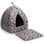 Hollypet Self-Warming 2 in 1 Foldable Comfortable Triangle Cat Bed Tent House, Gray Dog
