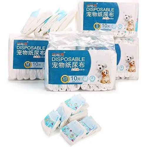Warbriie Disposable Female Dog Diapers, Super Absorbent Leak-Proof Pet Care Wraps, Comfortable & Soft Heating Pee Pet Diapers for Female Puppy Dogs - 10 Count