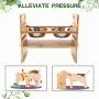 Pet Raised Bowls for Dogs and Cats, Draw Design Adjustable Bamboo Elevated Feeder Stand with 2 Stainless Steel Food and Water Bowls Pet Raised Bowls for Dogs and Cats, Draw Design Adjustable Bamboo Elevated Feeder Stand with 2 Stainless Steel Food and Water Bowls