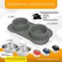 Large Dog Bowls & Mat Set - 2 Large Capacity, Removable Stainless Steel Bowl Set in a Stylish No Mess, No Spill, Non Skid, Silicone Mat. Food & Water Bowls for Medium to Large Dogs - 54oz / 108oz