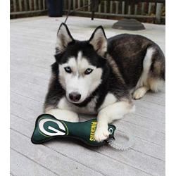 Pets First NFL Green Bay Packers Dental Dog TUG Toy with Squeaker. Tough PET Toy for Healthy Fun, Teething & Cleaning Pets Teeth & Gum. (GBP-3310)