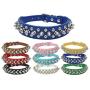 Dogs Kingdom 10''-24'' Length Soft Leather Mushrooms Rivet and Spikes Studded Adjustable Buckle Pet Puppy Dog Collar for Small Medium Large Dogs Breeds