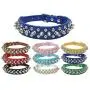 Dogs Kingdom 10''-24'' Length Soft Leather Mushrooms Rivet and Spikes Studded Adjustable Buckle Pet Puppy Dog Collar for Small Medium Large Dogs Breeds