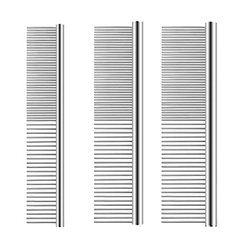 Lamoutor 3 Pack Pet Stainless Steel Combs 3 Size Dog Comb for Dog and Cat Pet