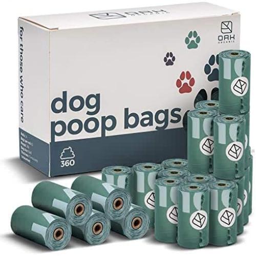 OAK ORGANIC Compostable Dog Poop Bags – 360 Bags - 13x9” Refills for Pet Poop Bag Dispenser - Big Mess Buddies for Dogs – Heavy Duty, Odor & Leak Proof (15 Microns) – Biodegradable, Eco-Friendly