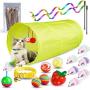 ZooZoo Cat Toy Variety Set 28PCS (Tunnel/Silvervine Matatabi Chew Stick/Mouse Tumbler/Ribbon Wand/Bell Collar/Jingle Ball/Catnip Plush/Foam Ball) Teaser Healthy Pet Stimulate Exercise Interactive Play