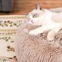 EDUJIN Fluffy Donut Cuddler Pet Bed, Cat and Dog Calming Indoor Cushion Bed with Non-Slip Bottom for Improved Sleep, Machine Washable Long Plush Soft Round Sofa Bed - 20/24 Inch for Puppy and Kitties