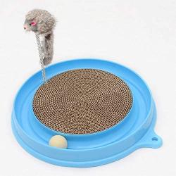 Ychaoya Cat Favorite Amusement Plate Funny Ball Cute Mouse Toys Cat Spring Corrugated Paper Scratching Posts Pet Toy, Random Color Delivery, Diameter: 40cm