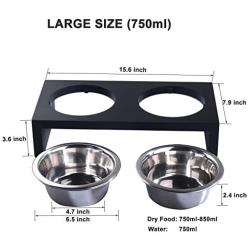 PAWISE Elevated Pet Feeder, Raised Dog Feeder Stainless Steel Bowl with Wooden Frame