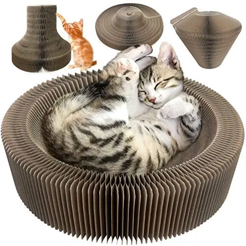 001 Multi-Function Cat Scratcher Cardboard, Collapsible Cat Scratcher Lounge Bed with Catnip Bal, High Density Recycled Corrugated Kitty Scratching Pad Cats Turbo Toys 001 Multi-Function Cat Scratcher Cardboard, Collapsible Cat Scratcher Lounge Bed with Catnip Bal, High Density Recycled Corrugated Kitty Scratching Pad Cats Turbo Toys