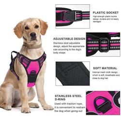 Vovodog Dog Harness No-Pull Pet Harness, Adjustable Outdoor Walking Pet Reflective Oxford Soft Vest with 2 Metal Rings and Handle Easy Control for Small Medium Large Dogs…
