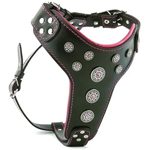 Bestia ''Bijou Genuine Leather Studded Dog Harness for Medium to Large Breeds Bestia ''Bijou Genuine Leather Studded Dog Harness for Medium to Large Breeds