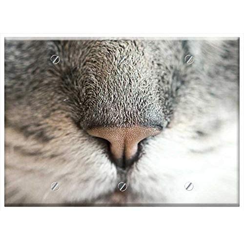 Triple Blank Wall Plate Cover - Cat Nose Feline Animal Pet Smell Sniffing