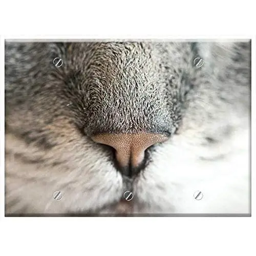 Triple Blank Wall Plate Cover - Cat Nose Feline Animal Pet Smell Sniffing Triple Blank Wall Plate Cover - Cat Nose Feline Animal Pet Smell Sniffing