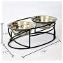 LONGSHUN Pet Feeder Wrought Iron Stand with Double Stainless Steel Bowls Double Diner Feeder with Cat/Dog Bowls
