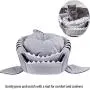 Cat Litter Hot Cat Mat Shark-Shaped House Warm Kennel Kitten Bed One Mat Two Usage Shark Bed for Small Cat Dog Cave Cozy Bed Removable （Light Grey）