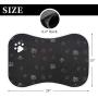 Pet Food Mat for Dogs and Cats Bone Shaped Paw Stripe Design Food Bowl Mat Flexible Waterproof Easy to Clean with Non Slip Backing Black