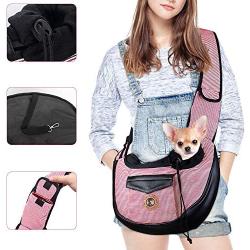 HomeChi Pet Sling, Small Pets Puppy Dog Cat Sling Carrier Bag Hands-Free with Adjustable Padded Strap Front Pouch Single Shoulder Bag Carrying Tote for Outdoor Walking Hiking