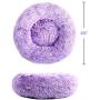 Mictovin Round Donut Dog Bed Cat Beds, Gradient Color Plush Calming Pet Bedding, Marshmallow Faux Fur Cat Bed Pillow Cuddler for Small Dogs (20'' x 20'', Purple)