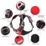 Dog Harness No Pull Adjustable Pet Harness Reflective Oxford Soft Breathable Nylon Oxford Vest for Small Medium Large Dog Red and Black