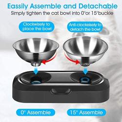 OOFAH Raised Cat Bowls Stainless Steel Material, Tilted Elevated Cat Bowl Food and Water Bowls,Pet Feeding Bowls for Cats and Small Dogs