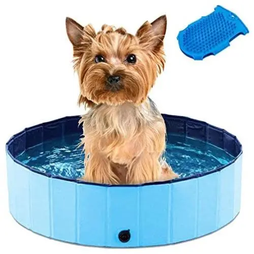 PetFere Foldable Pet Swimming Pool, Folding Kiddie Pool Pet Bathing Tub Playing Water Pond with a Pet Grooming Glove for Dogs Cats(39.4inch.D, 11.8inch.H) PetFere Foldable Pet Swimming Pool, Folding Kiddie Pool Pet Bathing Tub Playing Water Pond with a Pet Grooming Glove for Dogs Cats(39.4inch.D, 11.8inch.H)