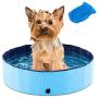 PetFere Foldable Pet Swimming Pool, Folding Kiddie Pool Pet Bathing Tub Playing Water Pond with a Pet Grooming Glove for Dogs Cats(39.4inch.D, 11.8inch.H)