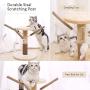 Famgizmo Cat Tree | Sisal Scratching Post | 35cm Stable Cat Tower | Dangling Toys | for Playing Relax & Sleep | Cat Furniture | Climbing Tower | Kitten Activity Centre | Beige